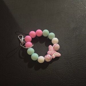 Butterfly Charm wristlet - Pink and Green